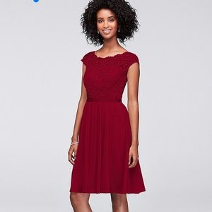 Red David’s bridal bridesmaid dress